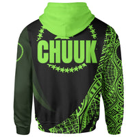 Chuuk State Zip Hoodie Green Polynesian Patterns Sport Style - Polynesian Pride
