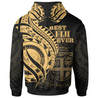 Fiji Zip Hoodie Gold Polynesian Patterns Best Fiji Ever - Polynesian Pride
