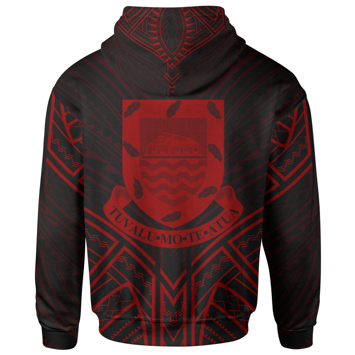 Tuvalu Zip Hoodie Tuvalu Seal Red Tribal Patterns - Polynesian Pride