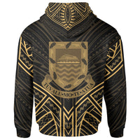 Tuvalu Zip Hoodie Tuvalu Seal Gold Tribal Patterns - Polynesian Pride