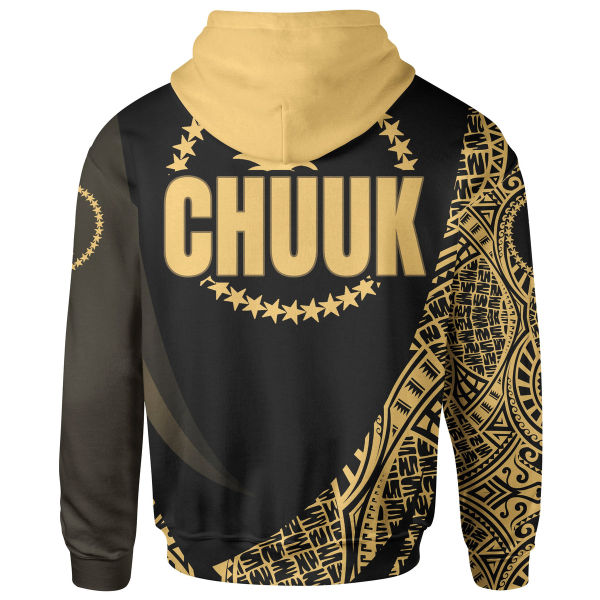 Chuuk State Zip Hoodie Gold Polynesian Patterns Sport Style - Polynesian Pride