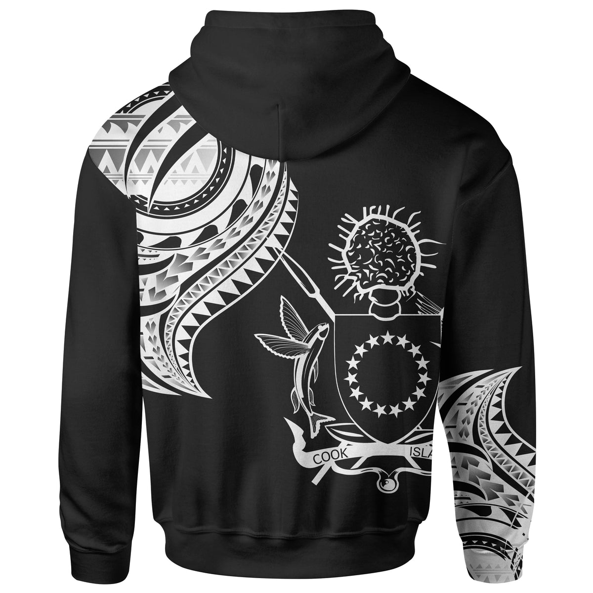Cook Islands Zip Hoodie Cook Islands Tatau White Patterns - Polynesian Pride
