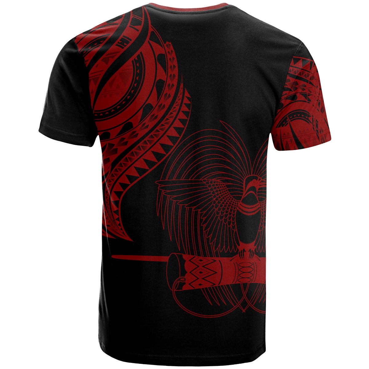 Papua New Guinea T Shirt Papua New Guinea Tatau Red Patterns With Coat Of Arms - Polynesian Pride