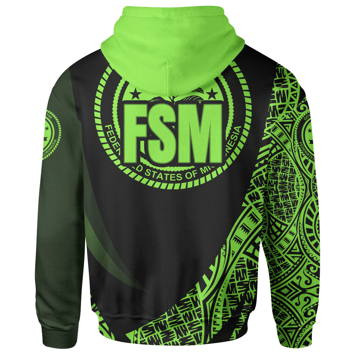 Federated States of Micronesia Zip Hoodie Green Polynesian Patterns Sport Style - Polynesian Pride
