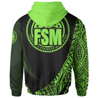 Federated States of Micronesia Zip Hoodie Green Polynesian Patterns Sport Style - Polynesian Pride