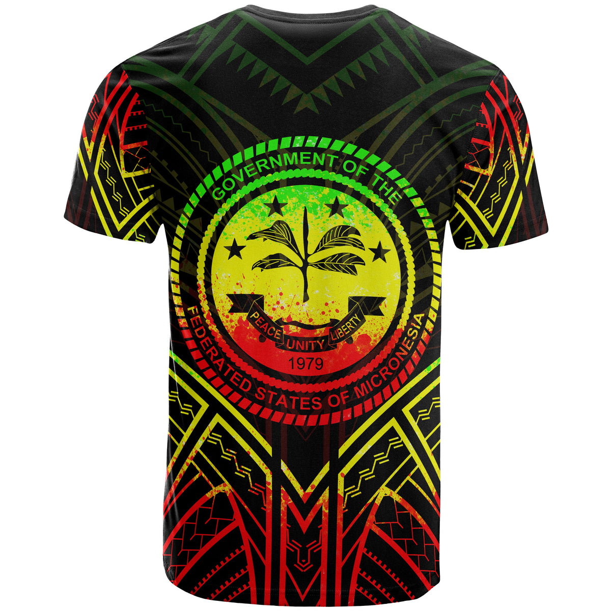 Federated States of Micronesia T Shirt FSM Seal Tribal Reggae Color Patterns - Polynesian Pride