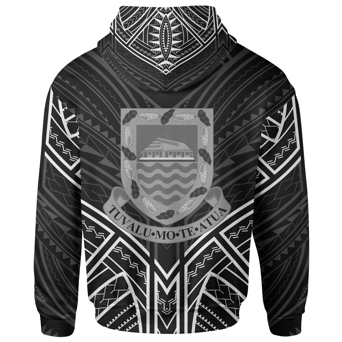 Tuvalu Hoodie Tuvalu Seal Black Tribal Patterns - Polynesian Pride
