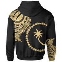 Chuuk State Zip Hoodie Chuuk State Tatau Gold Patterns With Coat of Arms - Polynesian Pride