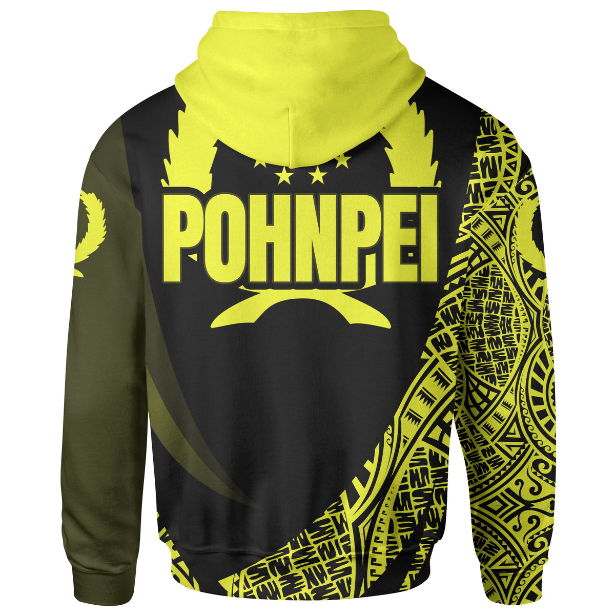 Pohnpei State Hoodie Yellow Polynesian Patterns Sport Style - Polynesian Pride