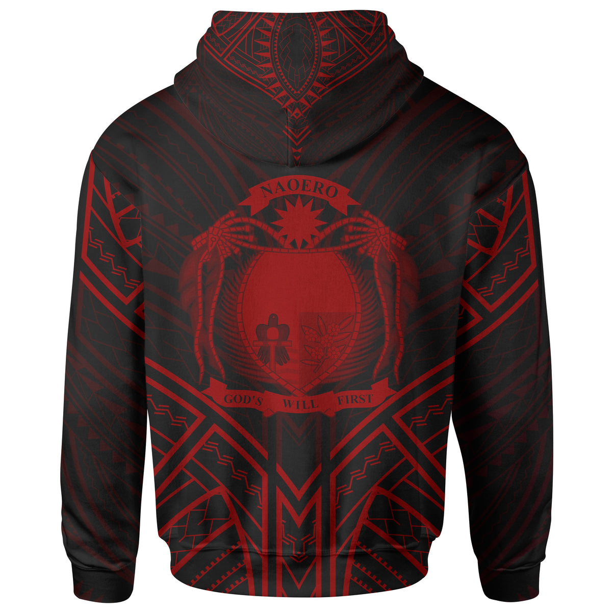 Nauru Hoodie Nauru Seal Red Tribal Patterns - Polynesian Pride