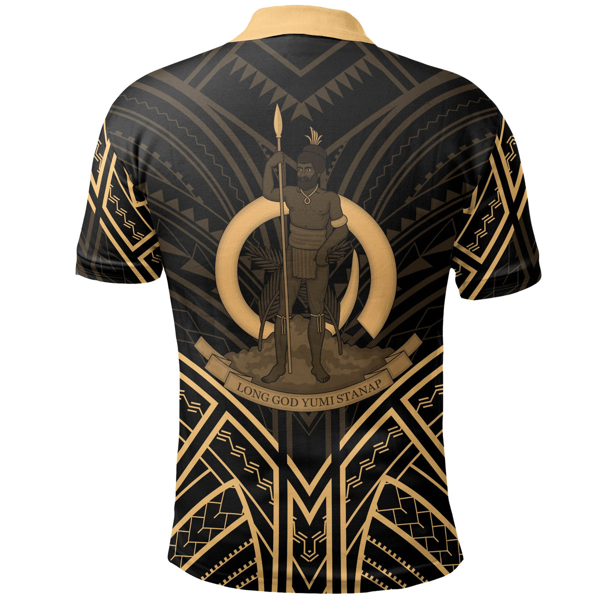 Vanuatu Polo Shirt Vanuatuan Seal Gold Tribal Patterns - Polynesian Pride