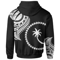 Chuuk State Zip Hoodie Chuuk State Tatau White Patterns - Polynesian Pride