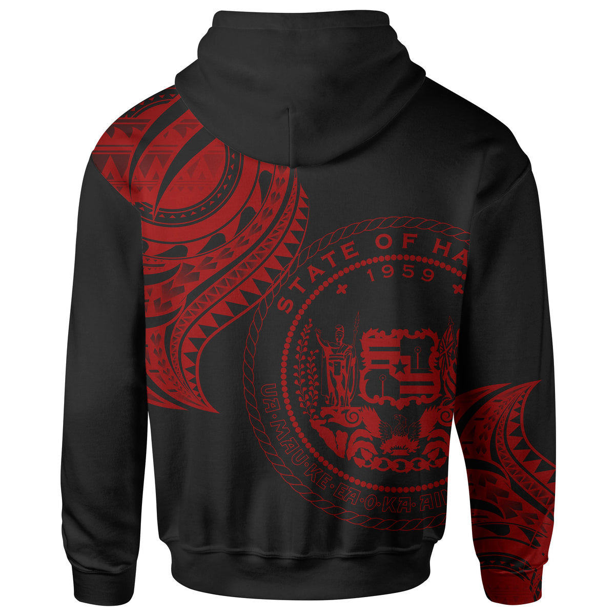Hawaii Zip Hoodie Hawaii Tatau Red Patterns - Polynesian Pride
