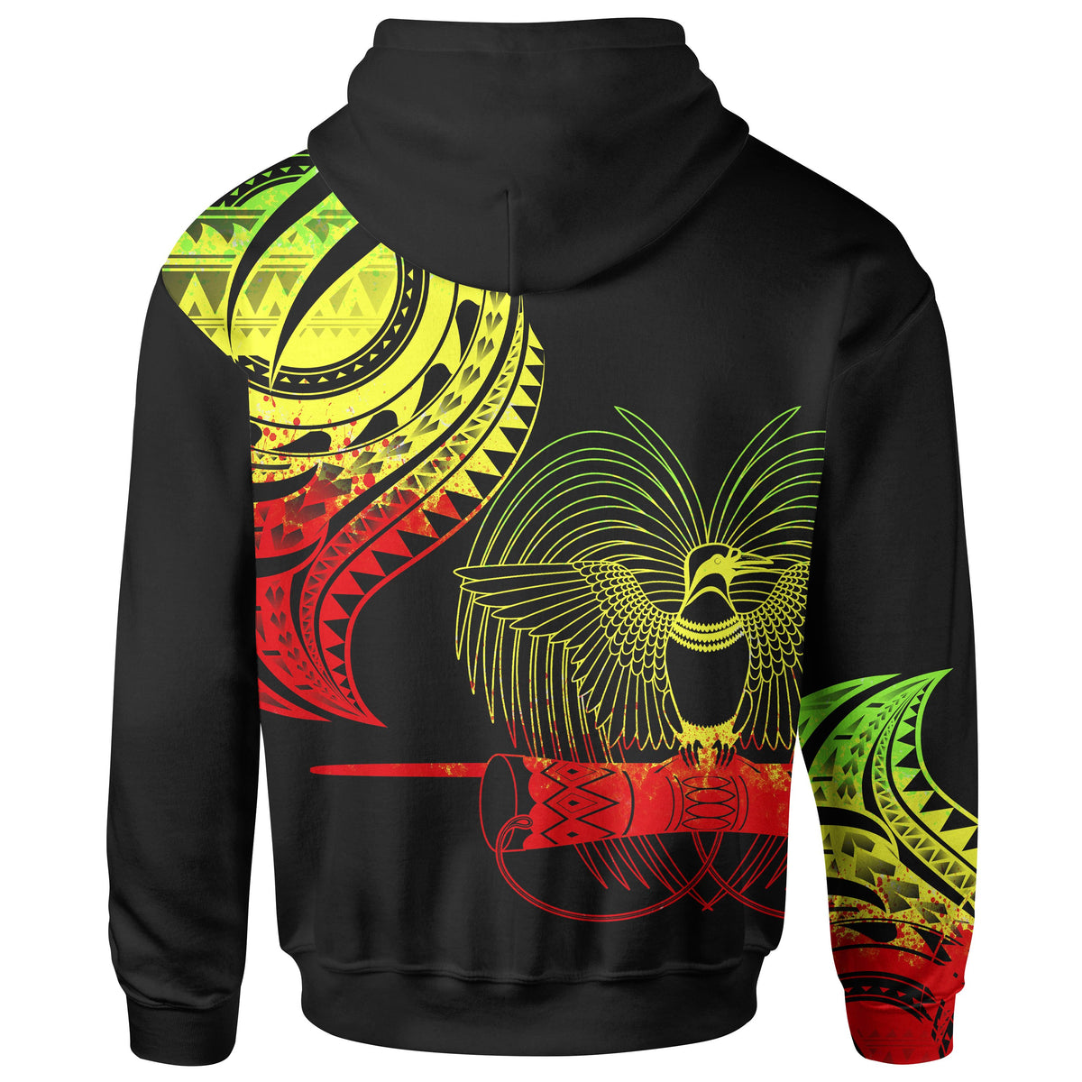 Papua New Guinea Hoodie Papua New Guinea Tatau Reggae Patterns With Coat ofrms - Polynesian Pride