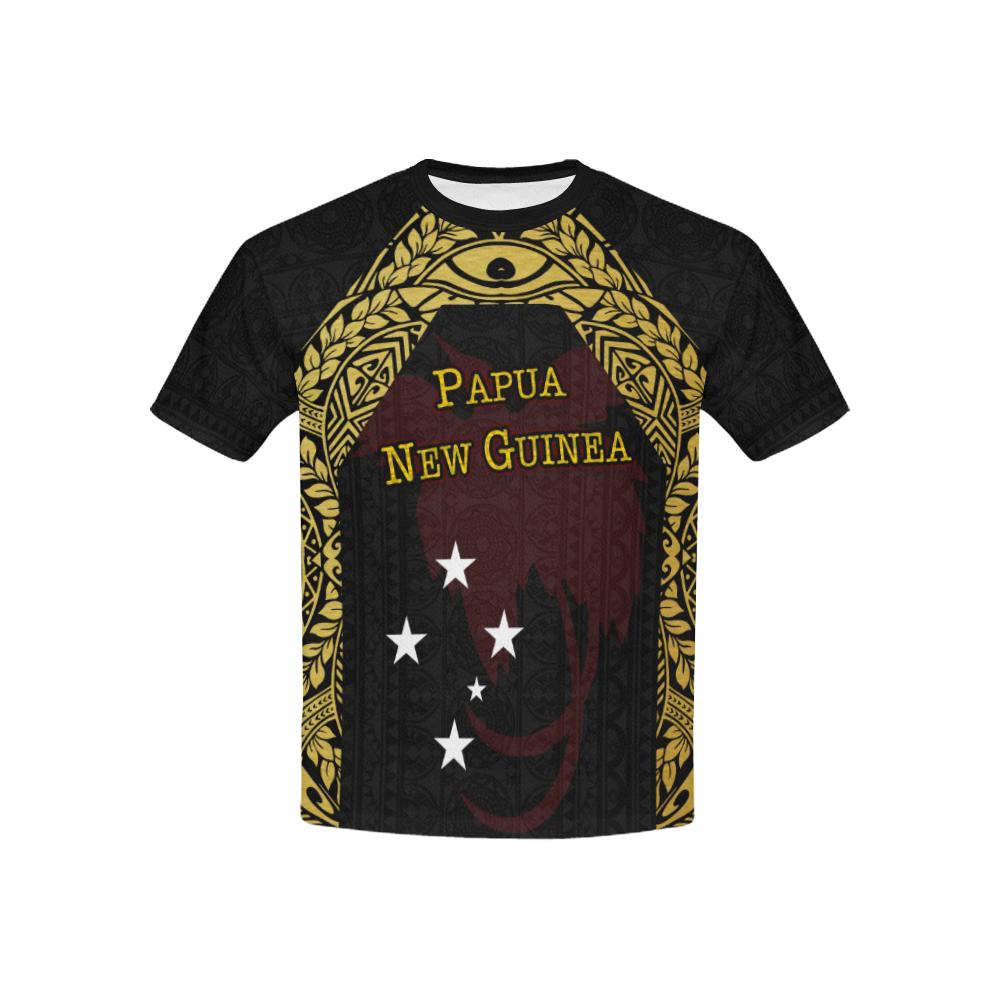 Papua New Guinea All Over Print T Shirt Papua New Guinea Flag Erudite Eye Unisex GOLD - Polynesian Pride