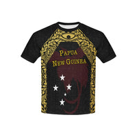 Papua New Guinea All Over Print T Shirt Papua New Guinea Flag Erudite Eye Unisex GOLD - Polynesian Pride