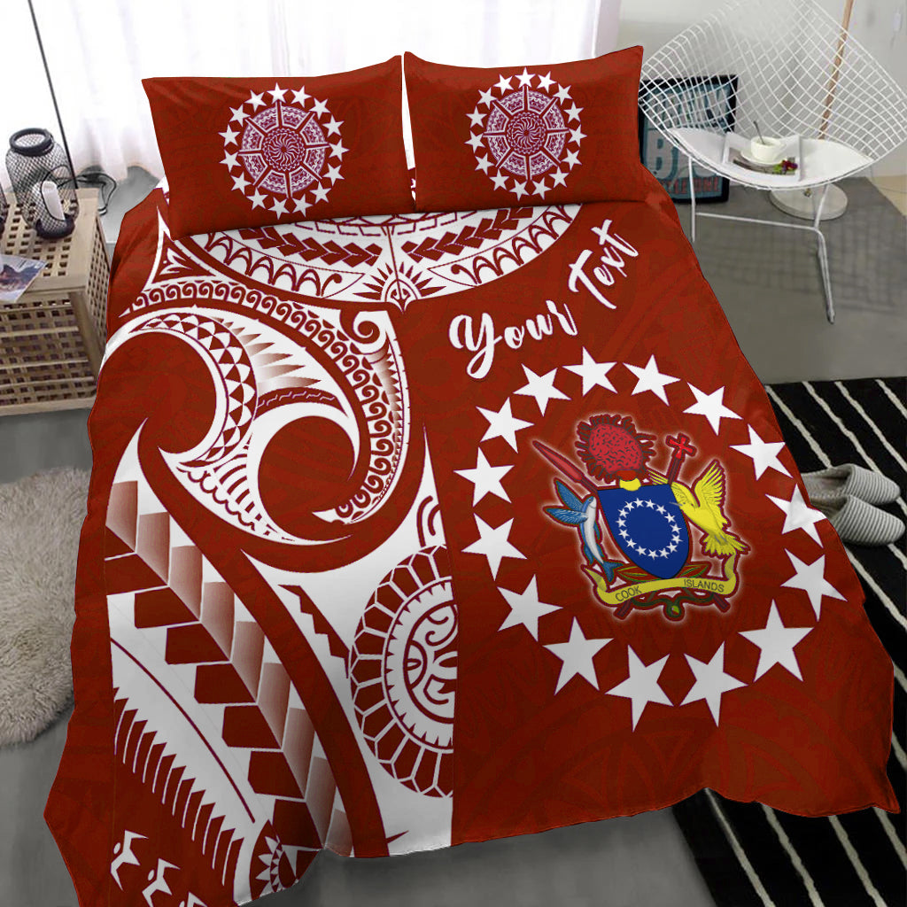 (Custom Personalised) Cook Islands Tatau Bedding Set Symbolize Passion Stars Version Red LT13 - Polynesian Pride