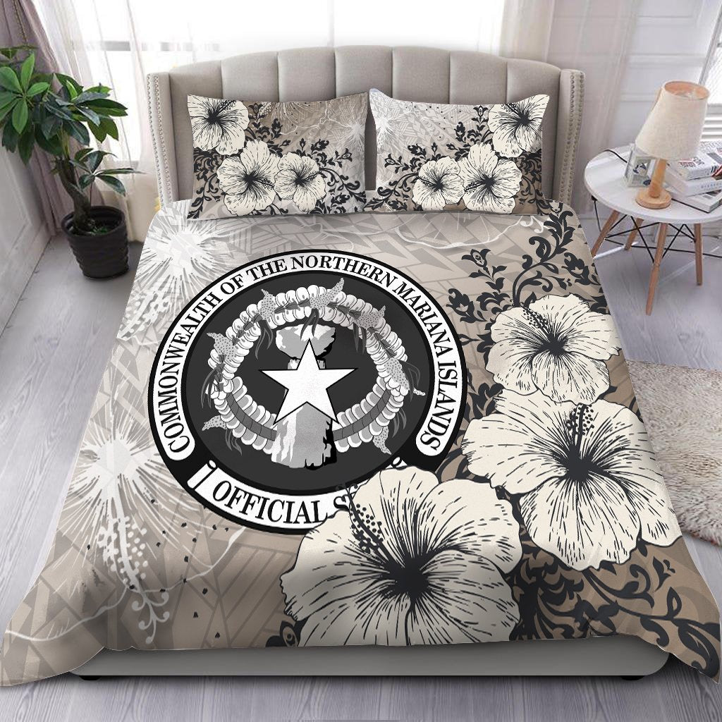 Northern Mariana Islands Bedding Set - Vintage Luxury Floral Style Nude - Polynesian Pride