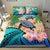 Polynesian Turtle Coconut Tree And Orchids Bedding Set LT14 Blue - Polynesian Pride