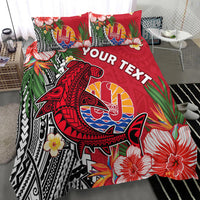 (Custom Personalised) Tahiti Islands Bedding Set Polynesian Shark Mix Tropical Flowers LT14 - Polynesian Pride