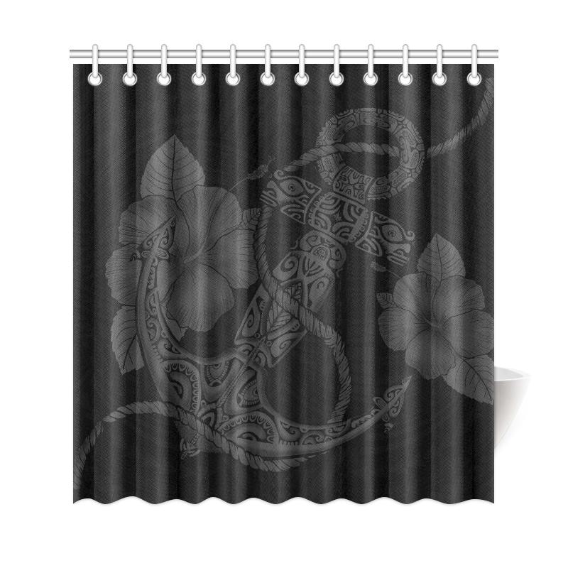 Anchor Gray Poly Tribal Shower Curtain - Polynesian Pride