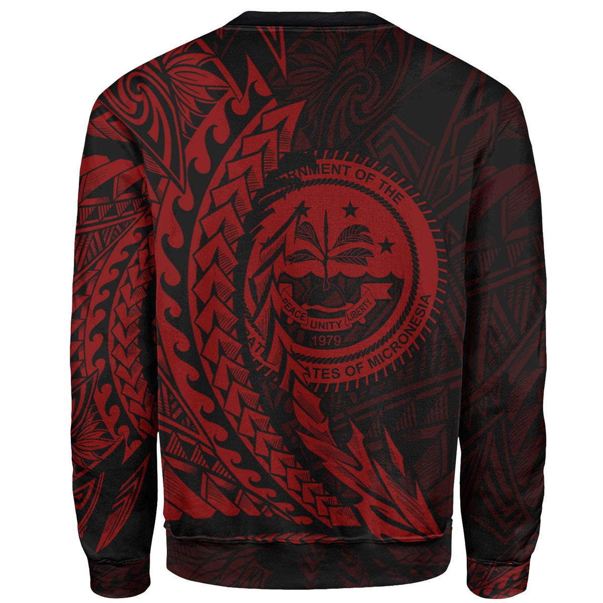 Federated States of Micronesia Sweatshirt - Wings Style Red Color - Polynesian Pride