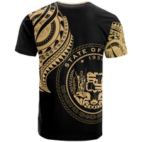 Hawaii T Shirt Hawaii Tatau Gold Patterns With Coat of Arms - Polynesian Pride
