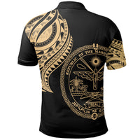 Marshall Polo Shirt Marshall Tatau Gold Patterns With Coat Of Arms - Polynesian Pride