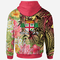 Fiji Hoodie Flowers Tropical With Sea Animals - Polynesian Pride