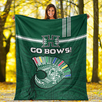 Hawaii Football Premium Blanket Kakau Rainbow Warriors Helmet Go Bows Ver.02 LT14 - Polynesian Pride