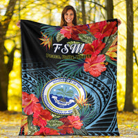 Federated States of Micronesia Premium Blanket Hibiscus Flowers FSM Seal Polynesian LT14 - Polynesian Pride