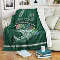 Hawaii Football Premium Blanket Kakau Rainbow Warriors Helmet Go Bows Ver.01 LT14 White - Polynesian Pride