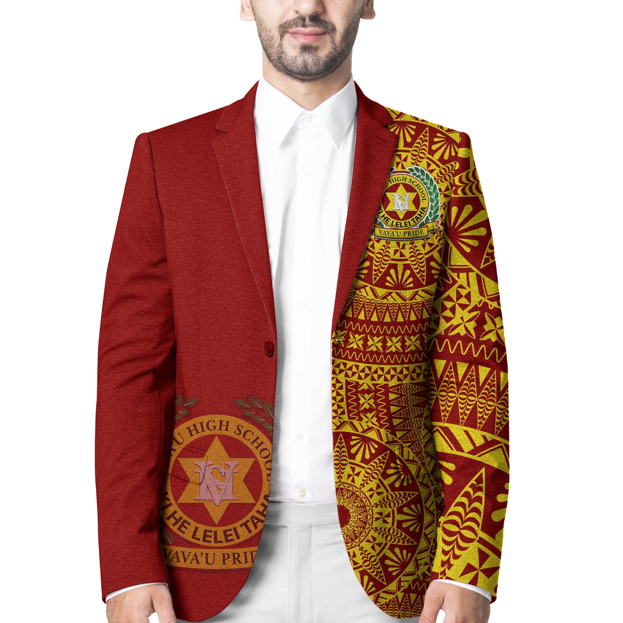 Tonga Vavau High School Blazer Tongan Ngatu Pattern LT14 Unisex Red - Polynesian Pride