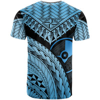 Yap T Shirt Blue Polynesian Necklace and Lauhala - Polynesian Pride