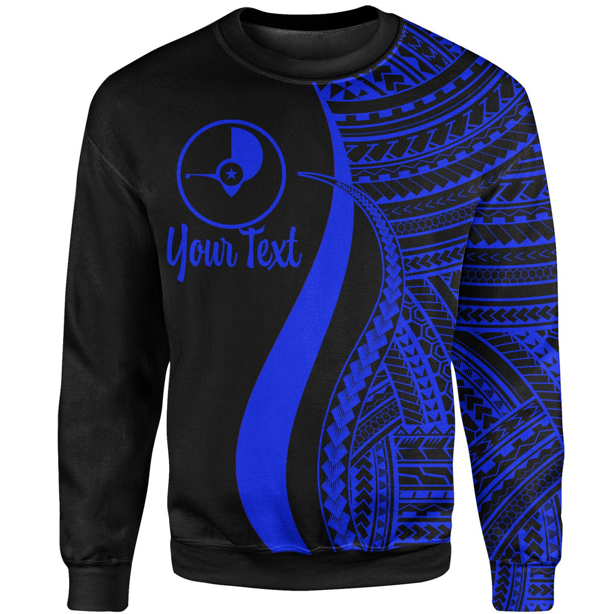 Yap Custom Personalised Sweatshirt - Blue Polynesian Tentacle Tribal Pattern Unisex Blue - Polynesian Pride