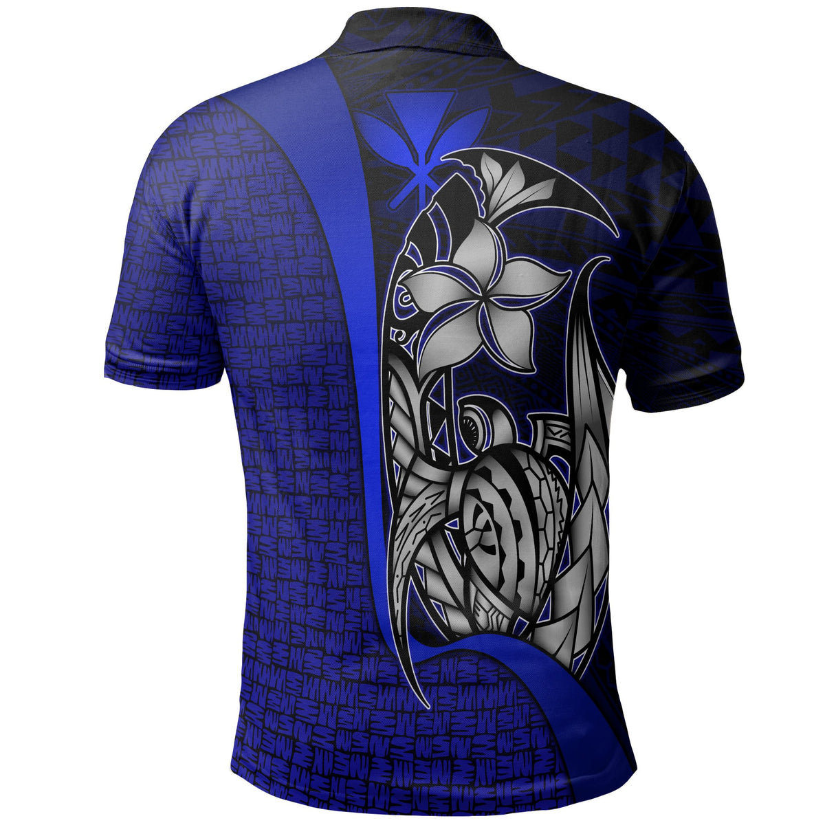 Polynesian Hawaii Polo Shirt Kanaka Maoli Blue Turtle with Hook - Polynesian Pride