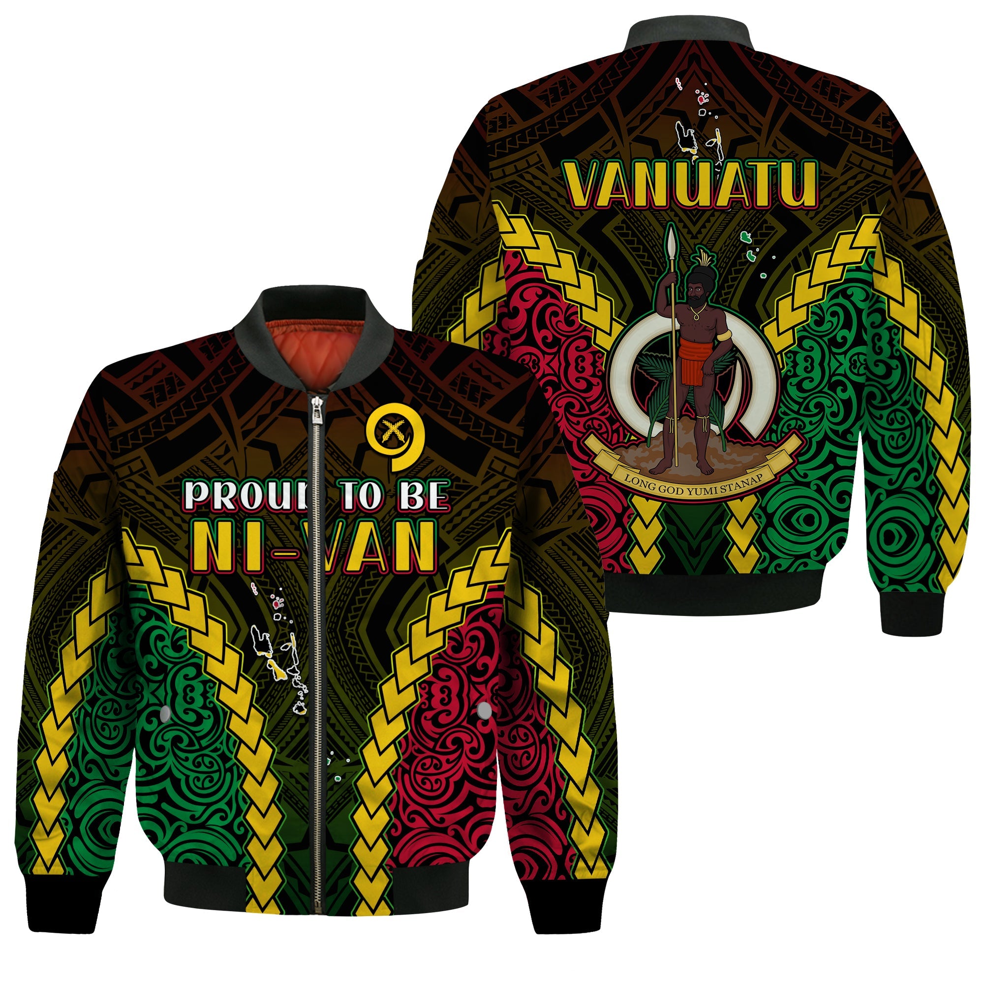 Vanuatu Indigenous Bomber Jacket Proud To Be Ni - Vanuatu Polynesian Pattern LT13 Unisex Black - Polynesian Pride