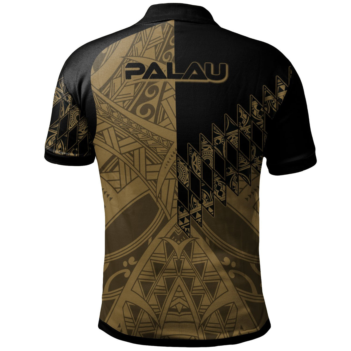 Palau Polo Shirt Gold Color Symmetry Style - Polynesian Pride