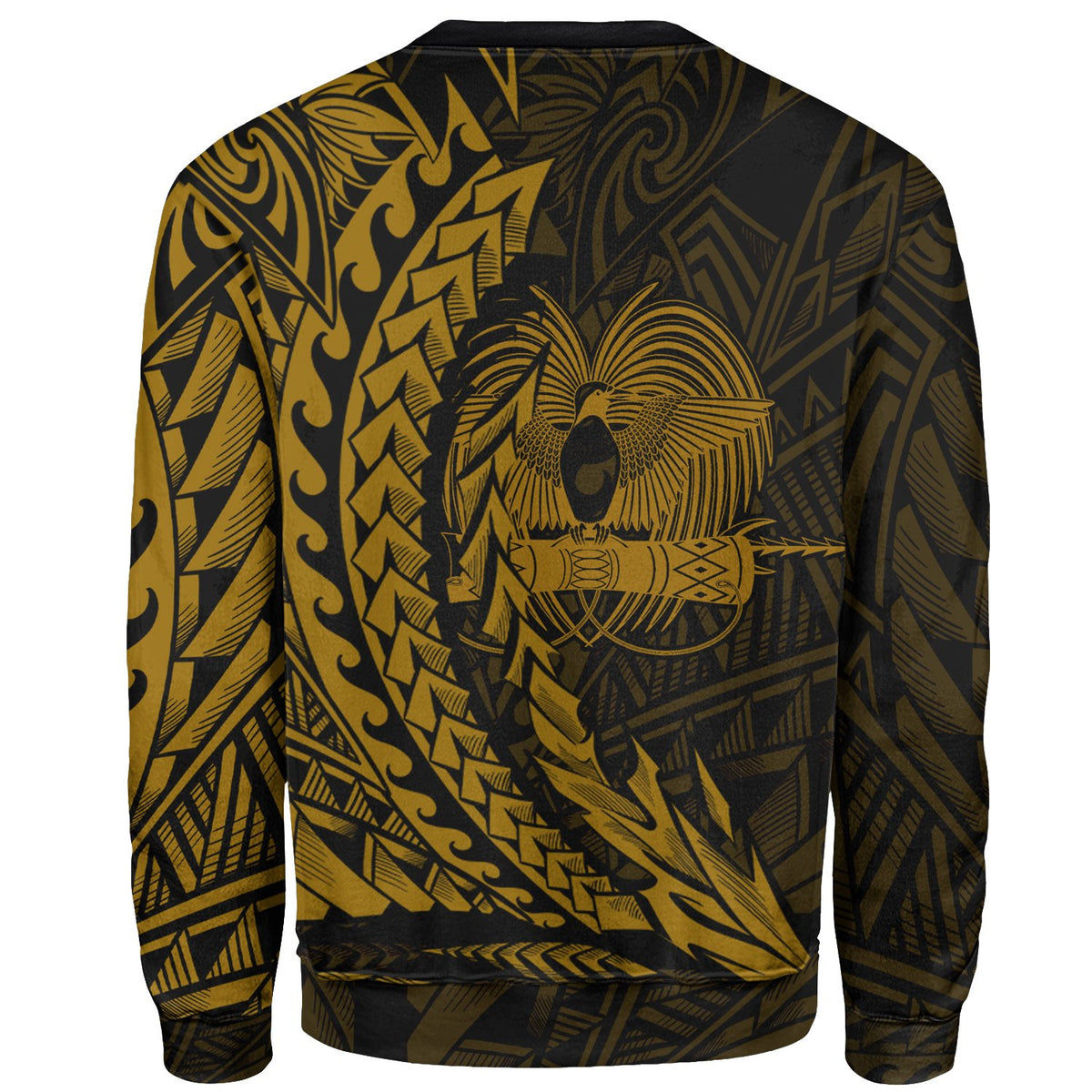 Papua New Guinea Custom Personalised Sweatshirt - Wings Style Gold Color - Polynesian Pride
