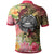 American Samoa Polo Shirt Flowers Tropical With Sea Animals - Polynesian Pride