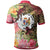 Niue Polo Shirt Flowers Tropical With Sea Animals - Polynesian Pride