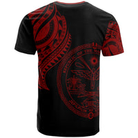 Marshall T Shirt Marshall Tatau Red Patterns With Coat Of Arms - Polynesian Pride