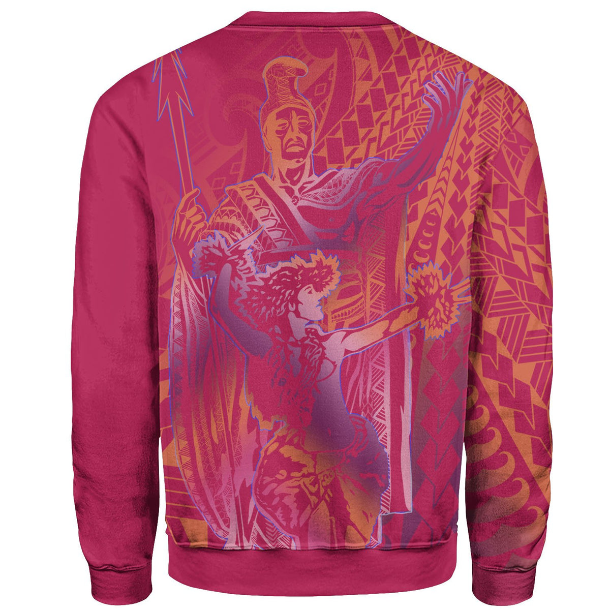 Hawaii Sweatshirt - King Of Hawaii With Hawaiian Girls Pink Version - Polynesian Pride