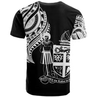 Fiji Custom T Shirt Fijian Tatau White Patterns - Polynesian Pride