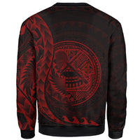 American Samoa Sweatshirt - Custom Personalised Polynesian Pattern Style Red Color - Polynesian Pride