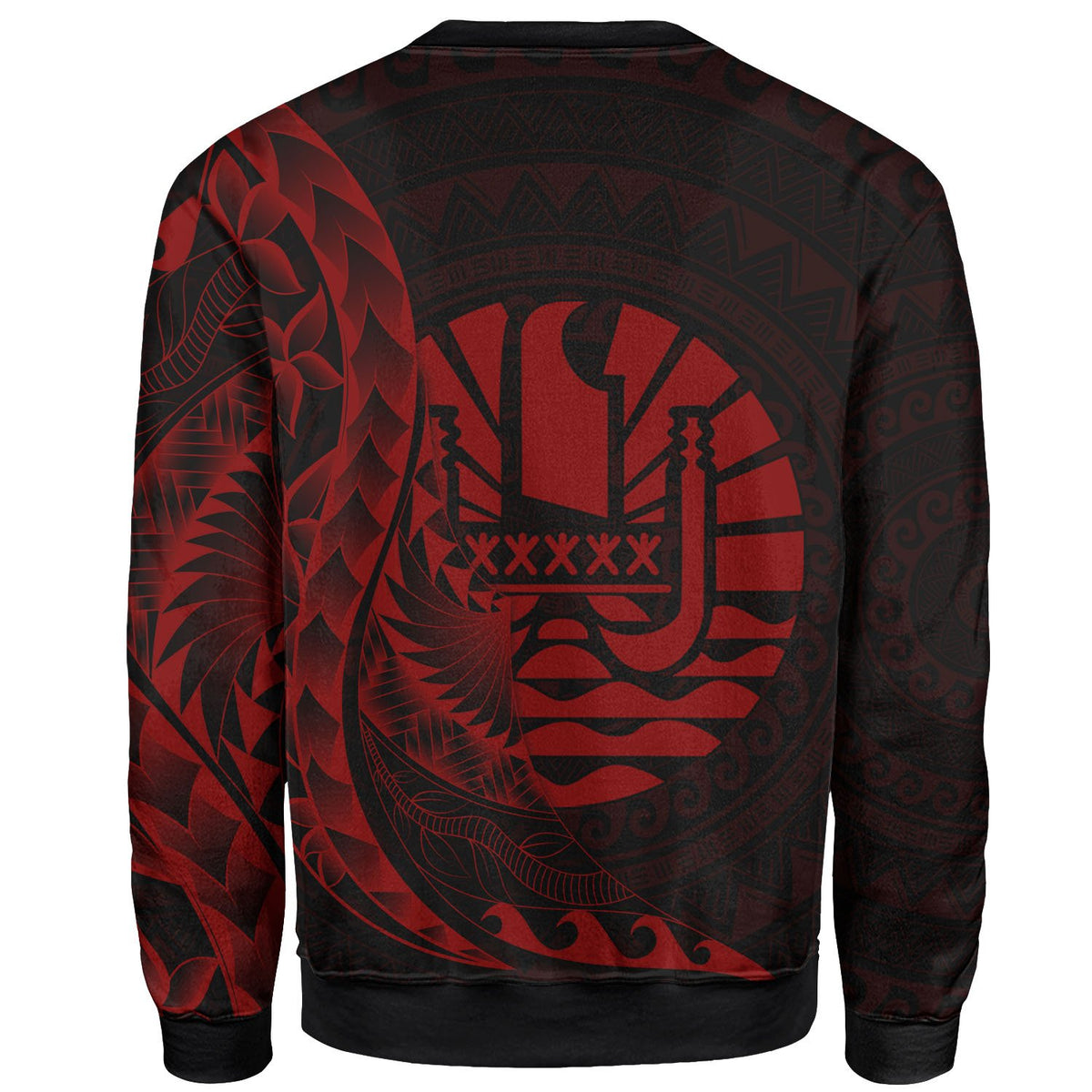 French Polynesia Sweatshirt - Polynesian Pattern Style Red Color - Polynesian Pride