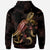 Palau Polynesian Zip up Hoodie Turtle With Blooming Hibiscus Gold - Polynesian Pride