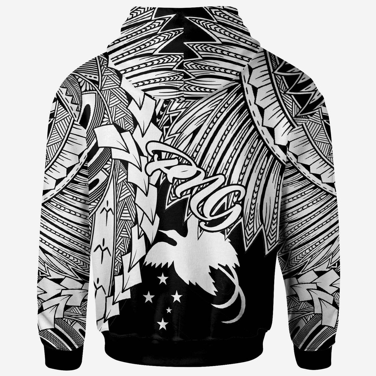 Papua New Guinea Polynesian Zip up Hoodie Tribal Wave Tattoo White - Polynesian Pride