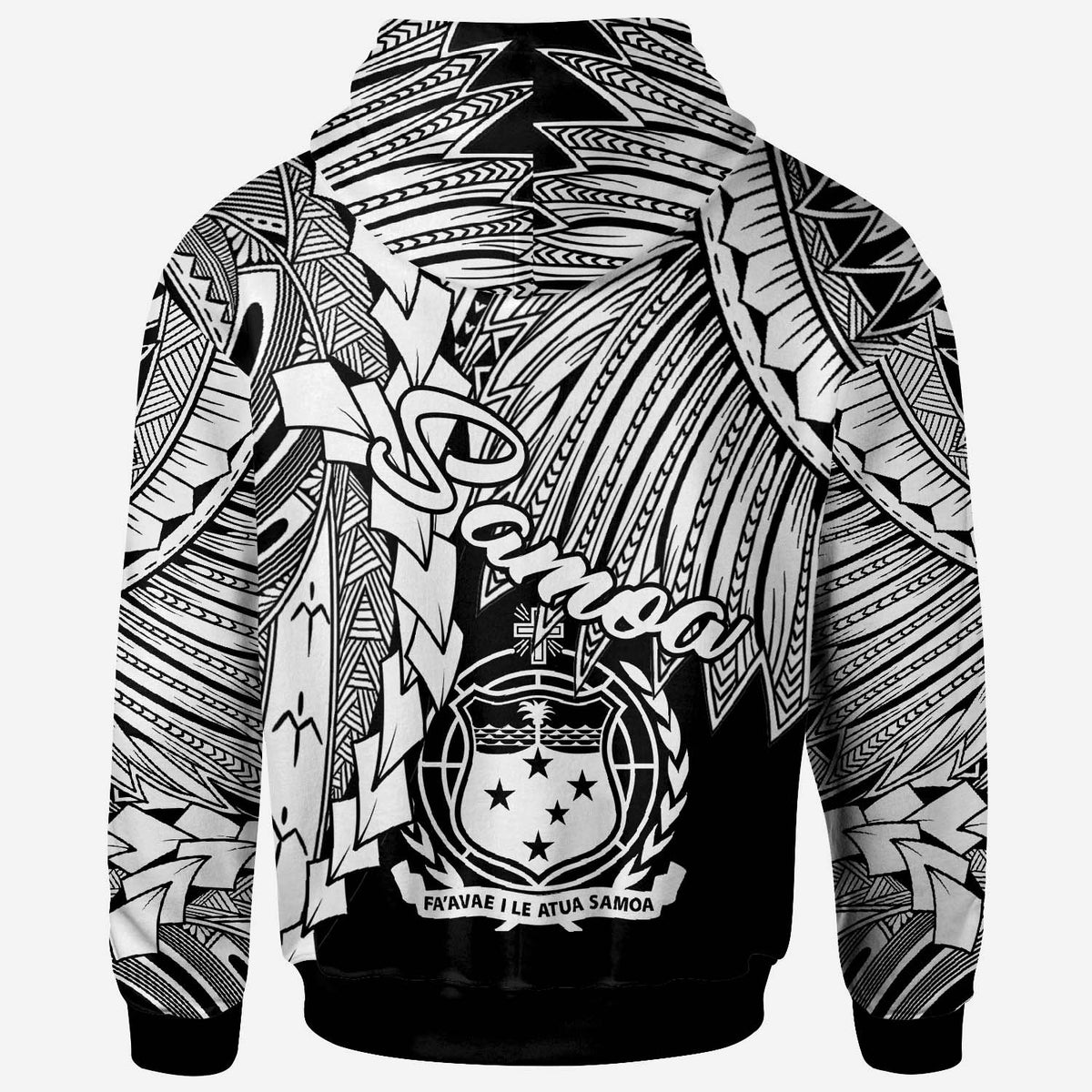 Samoa Polynesian Custom Hoodie Tribal Wave Tattoo White - Polynesian Pride