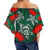 Hawaii Lehua Flowers Turtle Poly Off Shoulder Waist Wrap Top - Ser Style - AH - Polynesian Pride